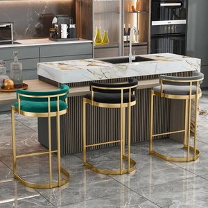 Nordic Light Luxury High Stool bar <b>Chairs</b> Modern Simple Backrest Cafe bar <b>Chair</b> Home Island High <b>Chair</b> - Product Image 3