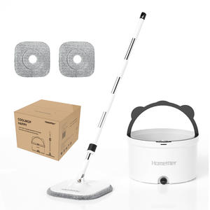Homettler 360 Serpillère plate Outils de nettoyage Manche en acier Serpillère paresseuse Seau pour la séparation des produits propres et sales Fabrication de produits de nettoyage - Product Image 1