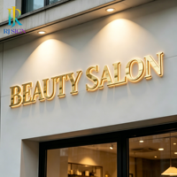 Enseigne commerciale personnalisée, lettres 3D rétroéclairées en or, signalétique publicitaire, enseigne rétroéclairée pour les salons de beauté, enseignes électroniques