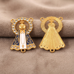 Themed Pendant Zinc Alloy Gold Cross Shape 4cm X 2.5cm Bezel Setting Unisex for DIY Rosary <b>Necklace</b> Accessories - Product Image 3