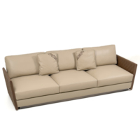 Canapé d'angle modulable en cuir véritable italien minimaliste avec section rafraîchissante, accoudoirs tressés à la main et table basse – Collection Luxe pour Salon