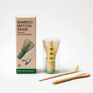 Wholesale 4 Piece <b>Set</b> of Matcha <b>Tea</b> Custom Bamboo Whisk Scoop with Stand in Practical Paper Box for Coffee <b>Tea</b> Accessories - Product Image 1