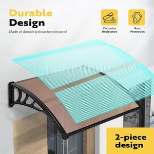 Auvent en polycarbonate transparent de qualité supérieure, anti-âge, longue durée de vie, matériau fiable pour balcon, couverture solide et creuse - Product Image 5