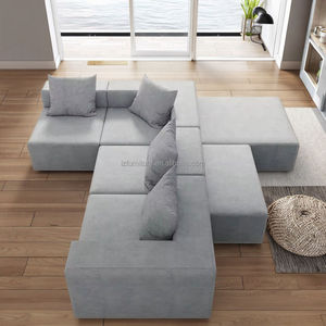 Customizable Nordic Light Luxury Fabric Canapé Living Room Furniture Modern Soft <b>Sponge</b> Modular Sectional Curved <b>Sofa</b> Set - Product Image 2