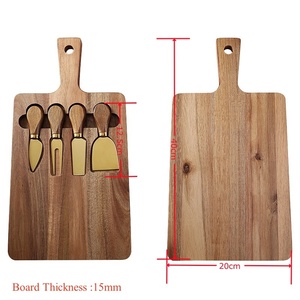 New Style Kitchen Gadgets Multi-Functional 4 Piece Wood Handle Gold Stainless Steel <b>Cheese</b> Knife <b>Set</b> with Wood Cheeseboard - Product Image 6