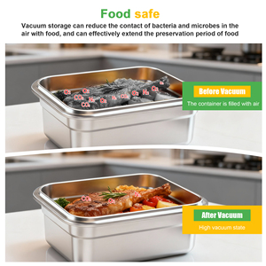 Boîte de <span class=keywords><strong>conservation</strong></span> alimentaire <span class=keywords><strong>sous</strong></span> <span class=keywords><strong>vide</strong></span> en acier inoxydable avec couvercle hermétique pour une utilisation en cuisine et une préservation de la fraîcheur - Product Image 4