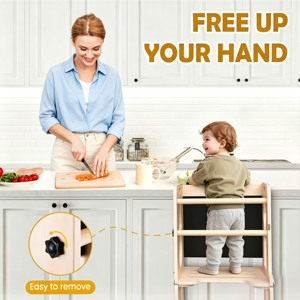Torre de Cocina Plegable Ecológica para Niños Pequeños, Taburete Infantil 3 en 1, Torre de Aprendizaje Multifuncional con Diseño Antivuelco - Product Image 3