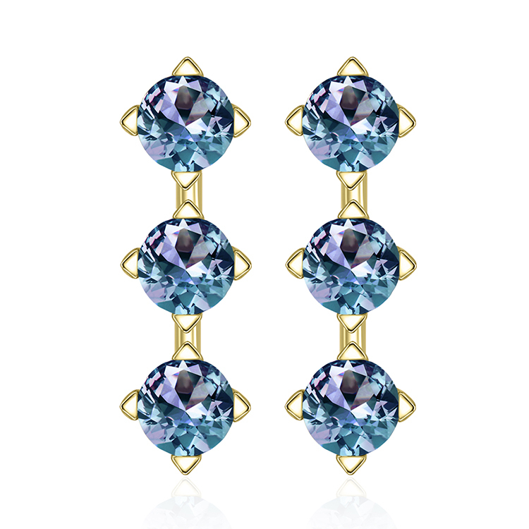 Boucles d'oreilles élégantes en laiton plaqué or jaune 18 carats