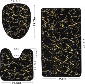Faux Rabbit Fur Memory Foam Tufted Rug Golden Foiled Pattern Non-Slip Home & Hotel Use 1 Piece Bath <b>Mat</b> - Product Image 2