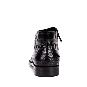 Chaussures en cuir véritable à motif pour hommes, nouveau style 2025, bottes montantes de style britannique, pointues pour affaires - Product Image 6