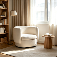 Wohnzimmermöbel Poltrona Design Nordischer Samt-Drehsessel Gold-Weißes Sofa-Set Moderner Bouclé-Akzentsessel