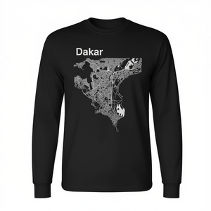 Camiseta de manga larga con gráfico del mapa de la ciudad de Dakar, Senegal - Product Image 2