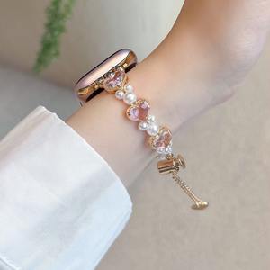 Bracelet de montre de mode pour <span class=keywords><strong>Apple</strong></span> <span class=keywords><strong>Watch</strong></span> S10 38 40 41 42 44 46 <span class=keywords><strong>49</strong></span> <span class=keywords><strong>MM</strong></span> pour les femmes bracelet de montre de chaîne perlée en cristal de luxe - Product Image 3