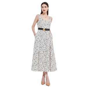 Robe décontractée élégante Styles personnalisés femmes impression florale décontracté élégant longue robe avec ceinture - Product Image 1