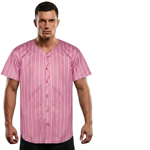 Maillot de baseball unisexe col en V manches courtes en polyester anti-humidité coupe classique pour adulte avec boutons toutes saisons - Product Image 4