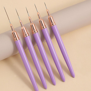 Lot de 5 pinceaux à ongles portables en nylon avec capuchons, stylos fins pour détails précis, pour manucure en salon - Product Image 4