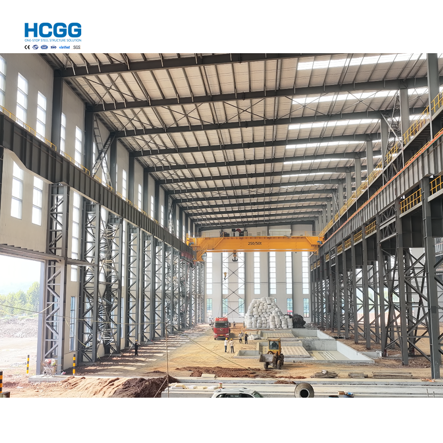 Heavy Duty Steel Structure Workshop Plants Building with Overhead Crane ...