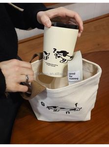 Sac fourre-tout en coton écologique pour femmes, sac de shopping en toile à plusieurs poches, pour les courses, à porter à l'épaule - Product Image 4