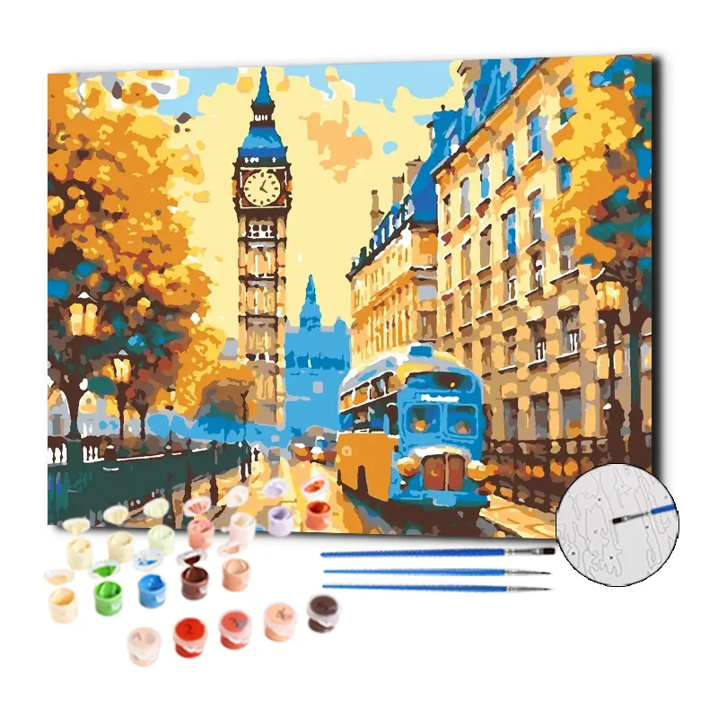 Olieverf Op Nummer Canvas Big Ben London Bus Verf Op Nummer Kit Aangepast Schilderen Op Nummer Voor Volwassenen Op Maat