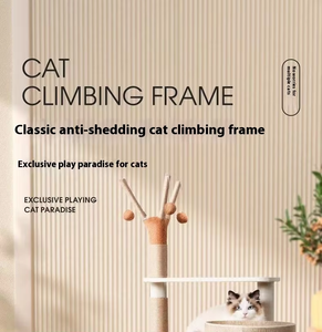 Pohon Kucing Besar dari Kayu dengan Kandang, Tempat Bertengger Luas, Tiang Garuk Sisal Terbungkus Penuh, dan Bola Gantung yang Dapat Diganti - Product Image 5