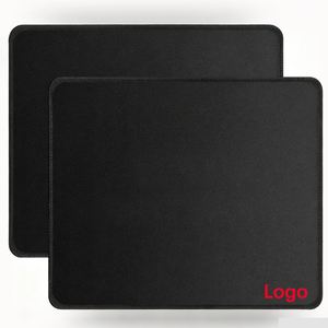 Tapis de souris noir personnalisé avec logo, bord cousu, base en caoutchouc antidérapante texturée de 3 mm, idéal pour le bureau et la maison (vente en gros) - Product Image 1