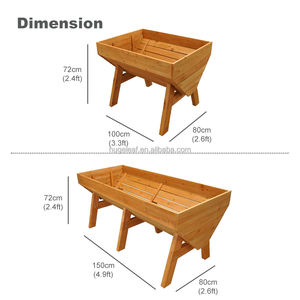 Grand lit de jardin <span class=keywords><strong>surélevé</strong></span> <span class=keywords><strong>en</strong></span> bois naturel à charge élevée avec doublure et pieds - Product Image 2
