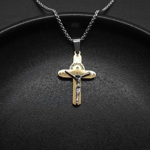 <span class=keywords><strong>Punk</strong></span> <span class=keywords><strong>Rock</strong></span> jésus personnalisé religieux croix étanche Pvd acier inoxydable mode bijoux pendentif collier pour hommes en gros - Product Image 2