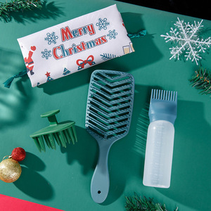 Cushion Massage <b>Comb</b> Set Green Four Piece Portable Travel Hair <b>Comb</b> Large Size ABS Material - Product Image 3