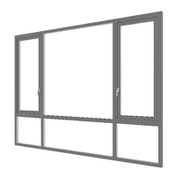 Fenêtres à battants modernes en aluminium de série 50 avec double vitrage trempé, cadre en aluminium à 90 degrés, finition peinte en poudre au design graphique