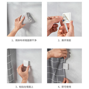 Adhesive Shower <b>Curtain</b> Clips White L Shape <b>Plastic</b> Windproof Splashproof Bathroom Use - Product Image 4