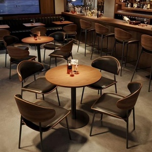 Mesas <span class=keywords><strong>y</strong></span> Sillas de Madera Estilo Medieval Americano para Taberna, Juego de Mesa <span class=keywords><strong>y</strong></span> Sillas para <span class=keywords><strong>Restaurante</strong></span> Comercial, Bar, Cafetería, Tienda, con Tapicería Suave - Product Image 3