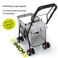 Carrito Plegable de Dos Niveles para Mascotas, con Portamascotas Desmontable, Ruedas Universales de 360°, Amplio Espacio