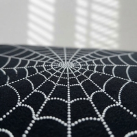 Camiseta Extra Grande de Algodón Grueso con Diseño de Telaraña de Diamantes de Imitación y Estampado Gráfico de Telaraña de Diamantes de Imitación en la Espalda Completa