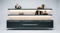 Meuble TV mural flottant laqué brillant avec tiroirs, taille personnalisée pour chambre et bureau