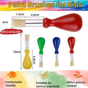4 pièces pinceaux pour tout-petits pinceaux Chubby Easy Grip pour enfants grand préscolaire lavable petit ensemble <span class=keywords><strong>de</strong></span> mini pinceaux en plastique - Product Image 2