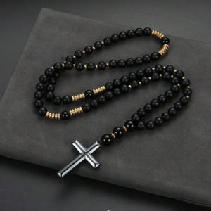 Nouveaux produits phares : Collier pour homme avec pendentif triangle croisé, simple, religieux, en œil <span class=keywords><strong>de</strong></span> <span class=keywords><strong>tigre</strong></span> jaune <span class=keywords><strong>mat</strong></span> - Product Image 2