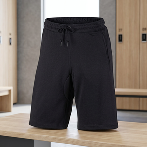 Short de sport pour homme grande taille en tissu éponge imperméable et écologique, taille mi-haute, coupe ample, séchage rapide, respirant, couleur unie avec cordon de serrage - Product Image 3