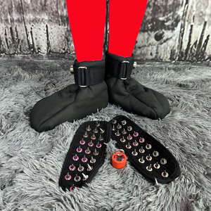 Bottes de contrainte BDSM avec semelle entièrement cloutée, les plus confortables pour le fétichisme <span class=keywords><strong>des</strong></span> <span class=keywords><strong>pieds</strong></span>, menottes de cheville noires, bottes de soumission - Product Image 5