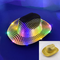 Cappello da Cowboy LED Luminoso con Paillettes, Cappelli per Feste in Maschera, Costumi per Halloween, Natale e Festival
