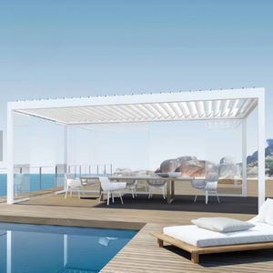 Parasol de <span class=keywords><strong>pérgola</strong></span> de aluminio motorizado de lujo <span class=keywords><strong>4x3</strong></span> 3x4 6x6 4x6m pabellón de Metal para jardín al aire libre <span class=keywords><strong>con</strong></span> decoración de luz LED - Product Image 2