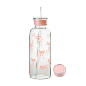 Lelyi nel cuore della ragazza carina tazza di vetro con fiocco dipinta a mano piccola tazza di paglia fresca creativa di alto valore - Product Image 6