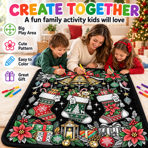 Custom Christmas DIY Coloring <b>Throw</b> Blanket Rectangular Plush Home Decor Winter Family Activity Kids Gift OEM/ODM - Product Image 2