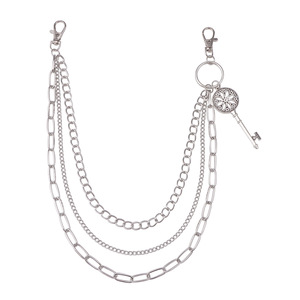 จี้กุญแจสไตล์เรโทรสุดเท่ห์ สายคาดเอวโลหะหลายชั้น สำหรับใส่ทุกวัน แฟชั่นฮิปฮอปสำหรับทุกเพศ  โซ่คล้องตัว  ทำจากโลหะผสมสังกะสี - Product Image 5