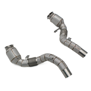 ท่อไอเสียแคทาลิสต์แบบกำหนดเองพร้อมแผ่นกันความร้อนสำหรับ BMW 650/650i F06/F12/F13 4.0T ปี 2011-2017 Boska High Flow 100/200/300cell Downpipe - Product Image 1