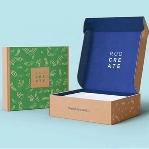 Boîtes en carton ondulé kraft et vert avec doublure en mousse gaufrée, logo personnalisé imprimé, boîtes d'expédition pour coffrets cadeaux et emballages d'<span class=keywords><strong>abonnement</strong></span> - Product Image 1