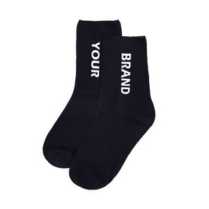 Meias Casuais Personalizadas com Logo da Marca, Respirável, Secagem Rápida, Meias Esportivas Tricotadas, Meia Crew Esportiva Preta Personalizada com Logo - Product Image 3