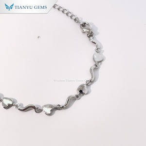 Tianyu Gems Minimalist Silver Tone <b>Copper</b> <b>Bracelet</b> Heart Shape Link Chain Fashion Jewelry for Women - Product Image 1