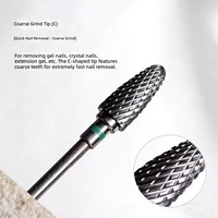 Fraise à ongles en carbure de tungstène à surface lisse, formes flamme/croisées/coniques pour le ponçage des capsules d'ongles en acrylique, le nettoyage des cuticules en salon