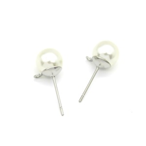Anno Jewelry Pendientes de perlas de imitación con forma de bola, poste de acero y oro, regalo unisex, joyería de moda - Product Image 2