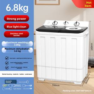 เครื่องซักผ้ากึ่งอัตโนมัติ 10 ลิตร มอเตอร์คู่ แยกน้ำซักและน้ำล้าง สำหรับหอพัก <span class=keywords><strong>บ้าน</strong></span><span class=keywords><strong>เช่า</strong></span> ครัวเรือน แบบสองถัง - Product Image 2